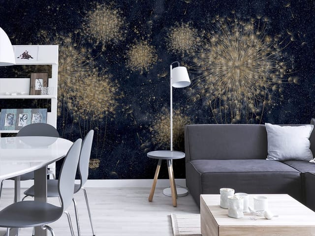 Fototapeta z dmuchawcami i koszami balonowymi na ciemnym tle