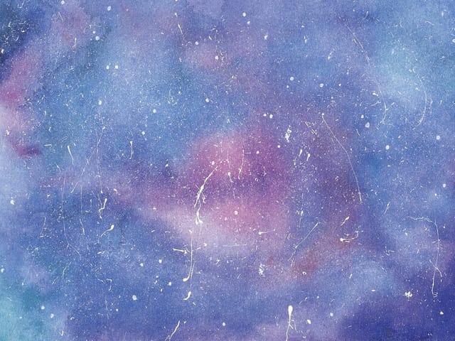 Fototapeta przedstawiająca abstrakcyjną przestrzeń kosmiczną z białymi kropkami na tle fioletów