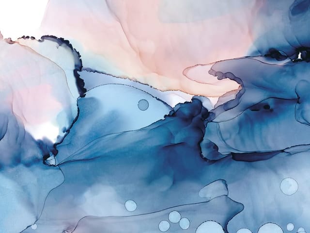 Fototapeta z abstrakcyjnymi plamami akwarelowymi w odcieniach niebieskiego