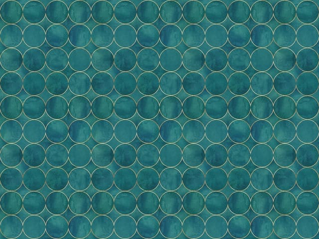 Fototapeta z regularnym wzorem niebieskich okręgów na tle w odcieniach niebieskiego