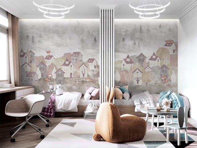 Fototapeta Urokliwa wioska z kolorowymi dachami