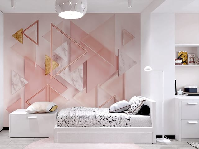 Fototapeta z geometrycznymi trójkątami w pastelowych kolorach