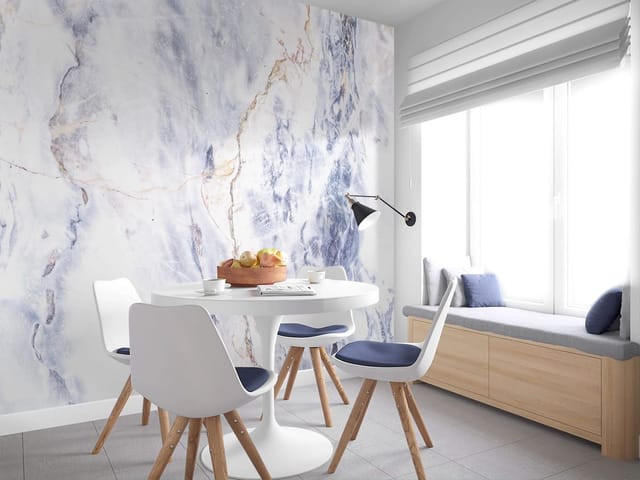 Fototapeta z teksturą marmuru i wyraźnymi białymi oraz szarymi żyłkami.