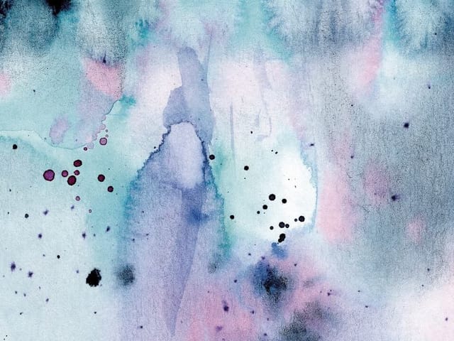 Fototapeta z abstrakcyjnymi plamami akwarelowymi w niebieskich i fioletowych tonach