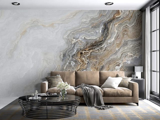 Fototapeta z marmurowym wzorem i szarymi, brązowymi żyłami