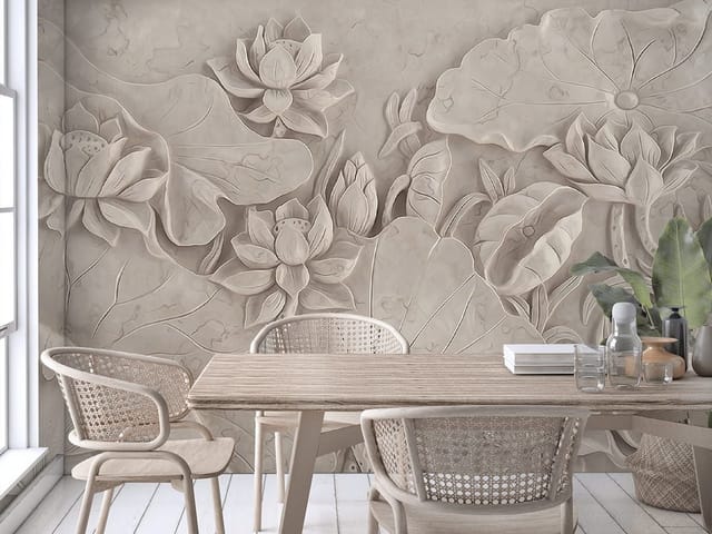 Fototapeta Kwiaty lotosu i liście 3D