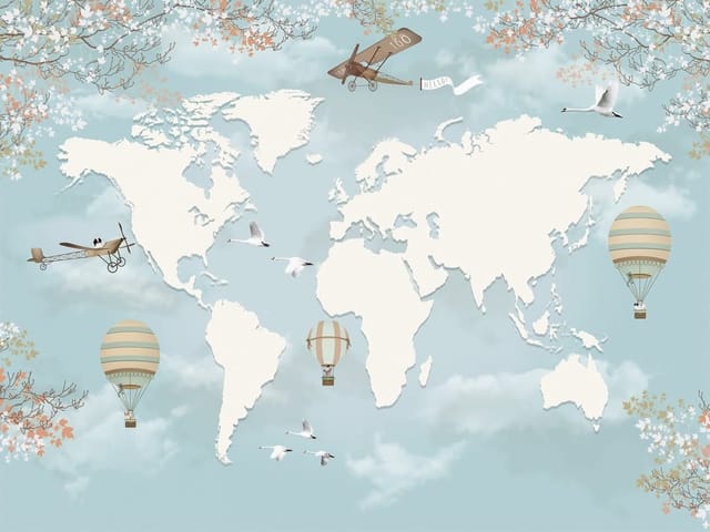 Fototapeta Mapa świata na tle nieba