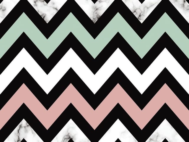 Fototapeta z pastelowym wzorem zygzakowatym, czarne i białe linie