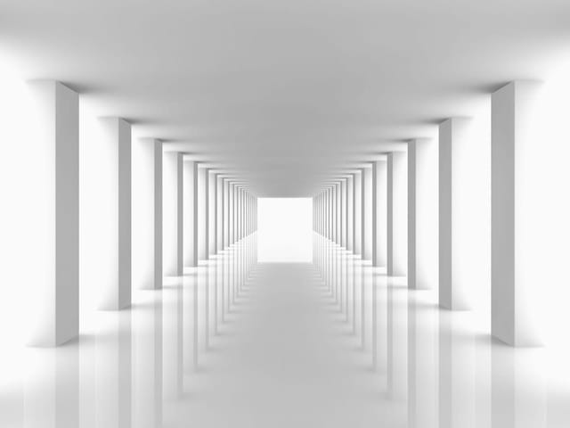 Fototapeta Biały korytarz z kolumnami 3D (kod: 24946) Fototapeta Biały korytarz z kolumnami 3D