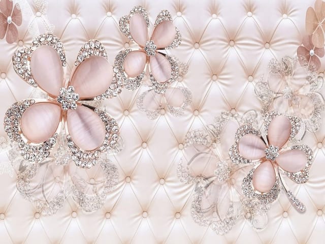 Fototapeta Kwiaty 3D z Kryształkami