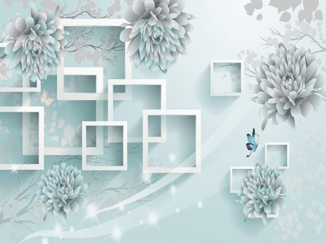 Fototapeta Geometryczne ramki i kwiaty