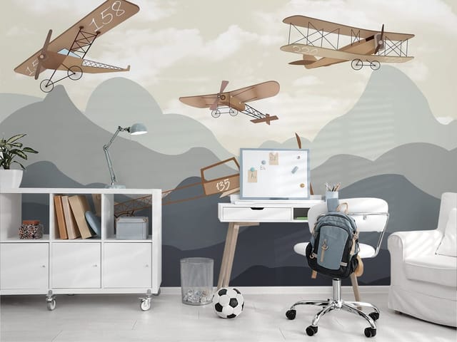 Fototapeta Stare samoloty nad górami (kod: 24982) Fototapeta Stare samoloty nad górami