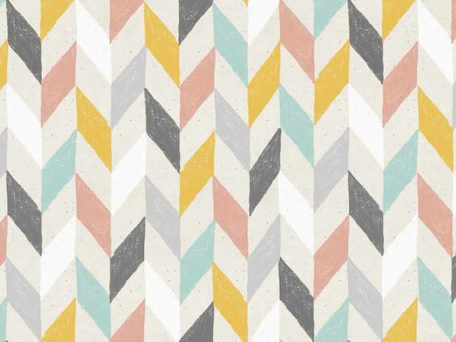 Fototapeta z geometrycznym wzorem jodełki i kolorowymi pasami