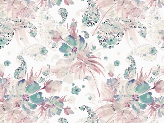 Fototapeta z dużymi kwiatami w odcieniach różu i niebieskiego