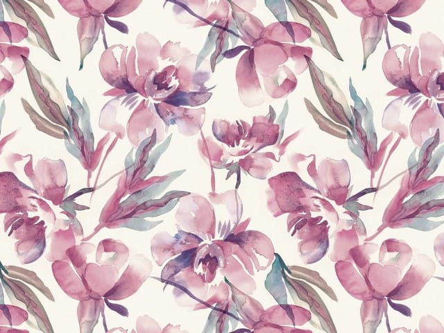 Fototapeta Akwarelowe Piwonie z Zielonymi Liśćmi (kod: 25011) Fototapeta z dużymi różowymi piwoniami, zielonymi liśćmi i białym tłem