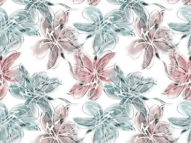 Fototapeta z abstrakcyjnymi kwiatami w pastelowych odcieniach różu i niebieskiego