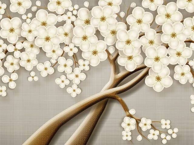 Fototapeta Kwiaty na gałęziach drzewa