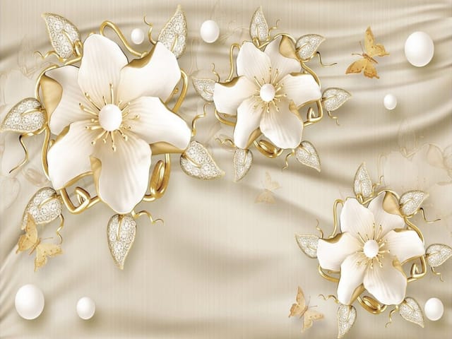 Fototapeta Eleganckie kwiaty z kryształkami