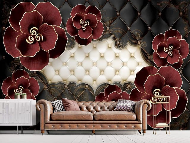 Fototapeta Eleganckie czerwone kwiaty 3D