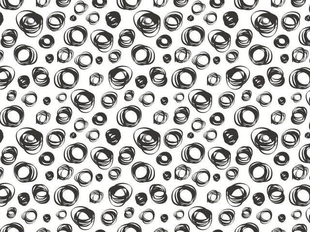 Fototapeta z czarno-białymi abstrakcyjnymi okręgami na białym tle