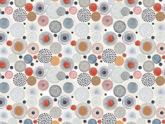 Fototapeta z różnorodnymi okręgami i wzorami geometrycznymi