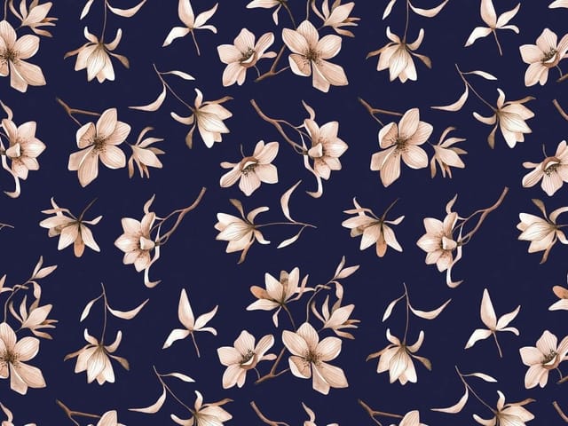 Fototapeta z kwiatami magnolii na ciemnoniebieskim tle z gałązkami