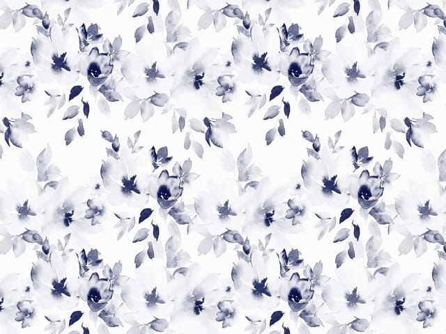 Fototapeta z dużymi kwiatami akwarelowymi i liśćmi na białym tle