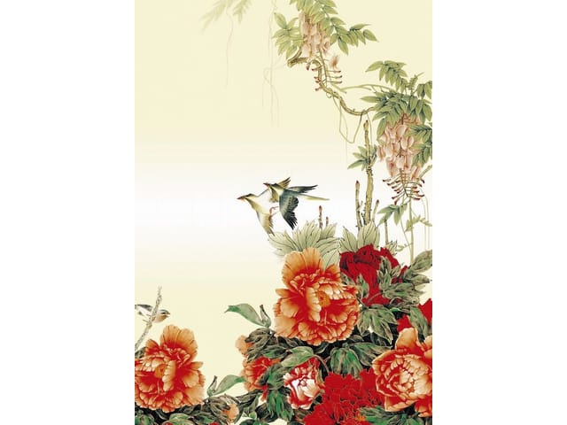 Fototapeta Kwiaty i ptaki na gałęzi