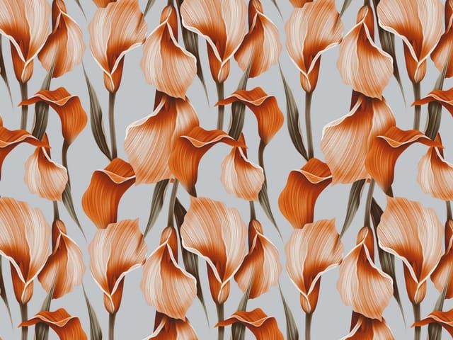 Fototapeta Egzotyczne kwiaty na szarym tle