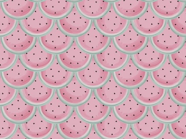 Fototapeta z powtarzającym się wzorem plasterków arbuza z zielonym obramowaniem