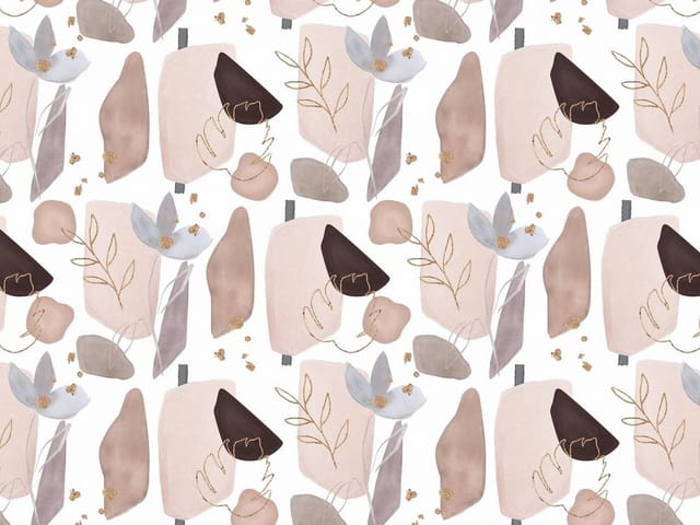 Fototapeta z abstrakcyjnymi kształtami i kolorowymi liśćmi