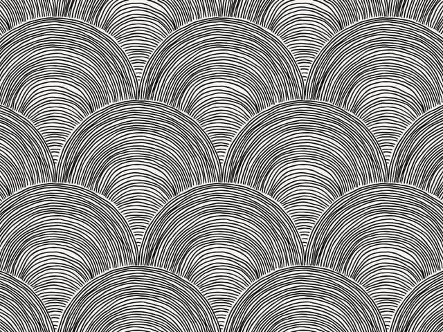 Fototapeta z czarno-białymi półkolistymi liniami w regularnym układzie