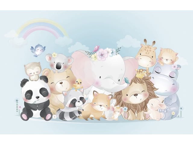 Fototapeta Urocze zwierzęta w chmurkach