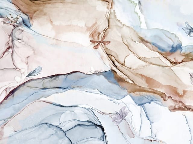 Fototapeta z abstrakcyjnymi wzorami w pastelowych kolorach i delikatnymi liniami