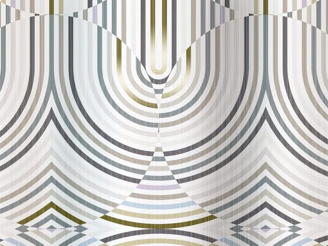 Fototapeta z geometrycznymi wzorami w paski, koncentryczne łuki i linie