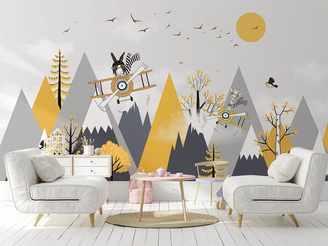 Fototapeta Samoloty nad górami dla dzieci (kod: 25465) Fototapeta Samoloty nad górami dla dzieci