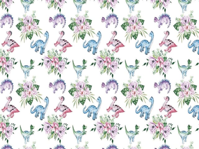 Fototapeta Kolorowe Dinozaury i Kwiaty