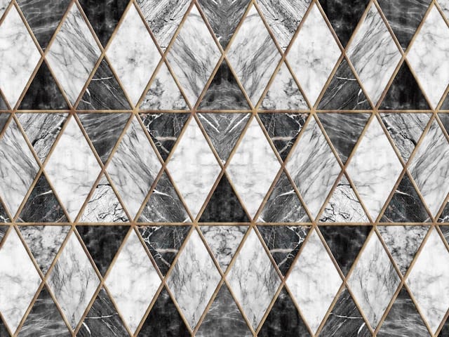 Fototapeta z geometrycznym wzorem rombów i marmurowym motywem