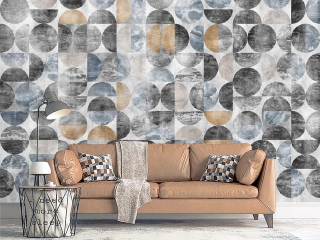 Fototapeta Geometryczne Okręgi i Półokręgi (kod: 25510) Fototapeta z geometrycznymi wzorami okręgów w szarościach i niebieskim