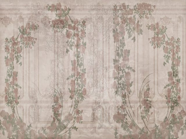 Fototapeta z kwiatowymi pnączami na dekoracyjnych panelach ściennych