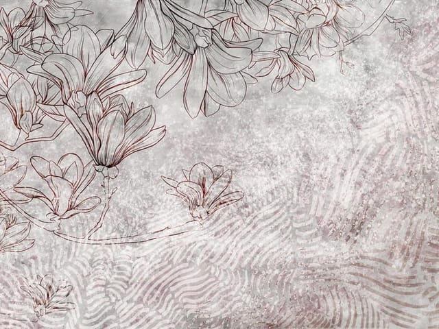 Fototapeta z kwiatami magnolii na gałęzi, z abstrakcyjnym tłem