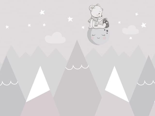 Fototapeta Miś na księżycu wśród gór