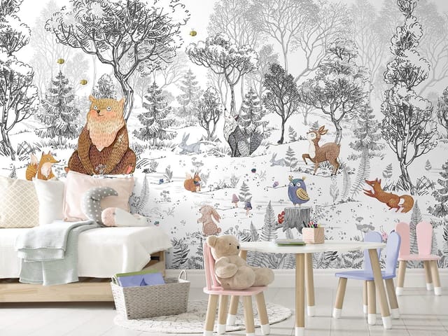 Fototapeta Niedźwiedź w lesie z przyjaciółmi