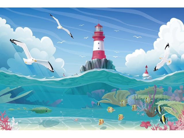 Fototapeta Latarnia morska na skalistym brzegu