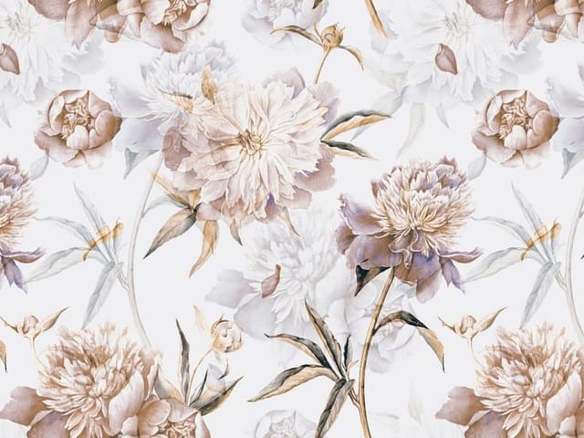 Fototapeta Piwonie w pastelowych odcieniach (kod: 25739) Fototapeta z dużymi kwiatami piwonii w pastelowych odcieniach beżu i różu