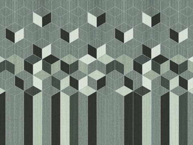 Fototapeta z geometrycznym wzorem i trójwymiarowym efektem w szarościach