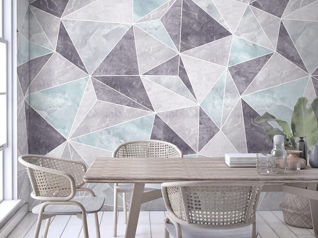 Fototapeta z geometrycznym wzorem trójkątów w odcieniach szarości