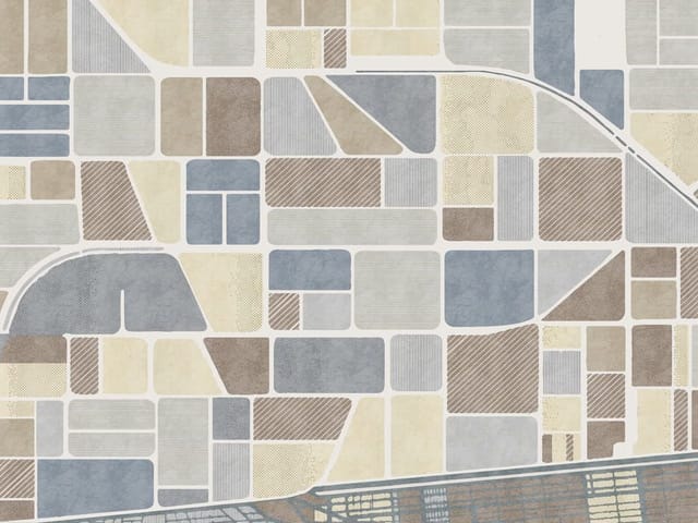 Fototapeta Geometryczne pola i drogi (kod: 25792) Fototapeta z geometrycznymi polami i krzyżującymi się drogami