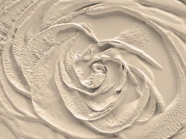 Fototapeta z abstrakcyjnym wzorem przypominającym różę w beżowej tonacji