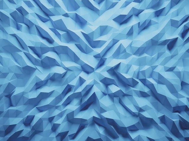 Fototapeta Niebieska geometryczna abstrakcja (kod: 25858) Fototapeta z niebieską geometryczną powierzchnią i trójwymiarowymi kształtami